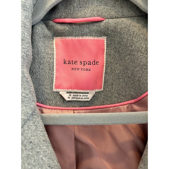 Kate Spade Wool Blend Gray Stylish Belted Coat SZ M - Picture 6 of 16